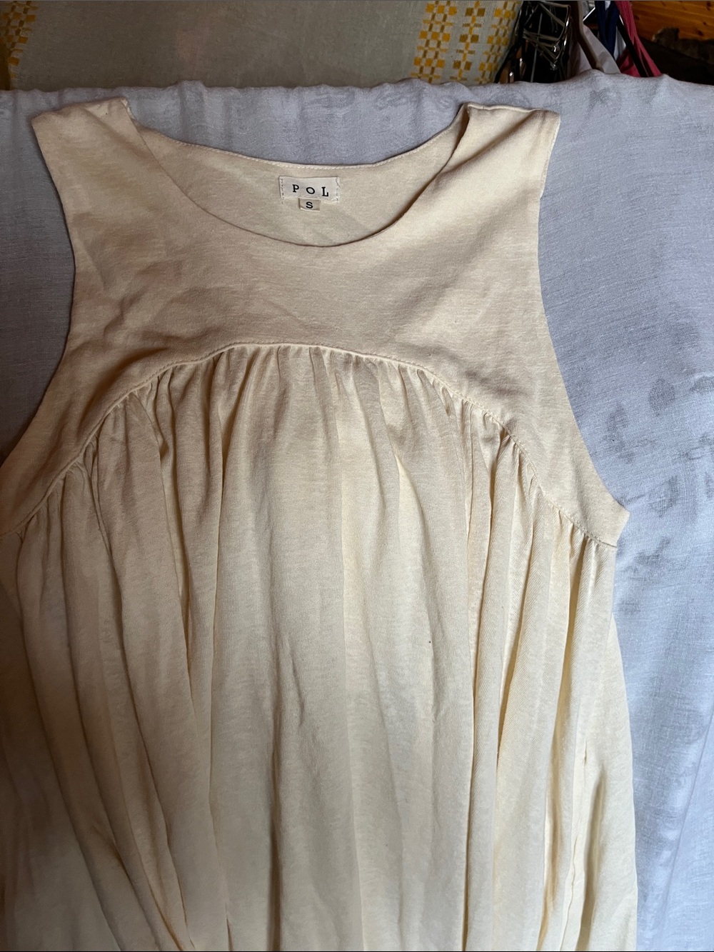 NWOT  POL Cream High-Low Sleeveless Dress PTP 20” - Picture 3 of 5